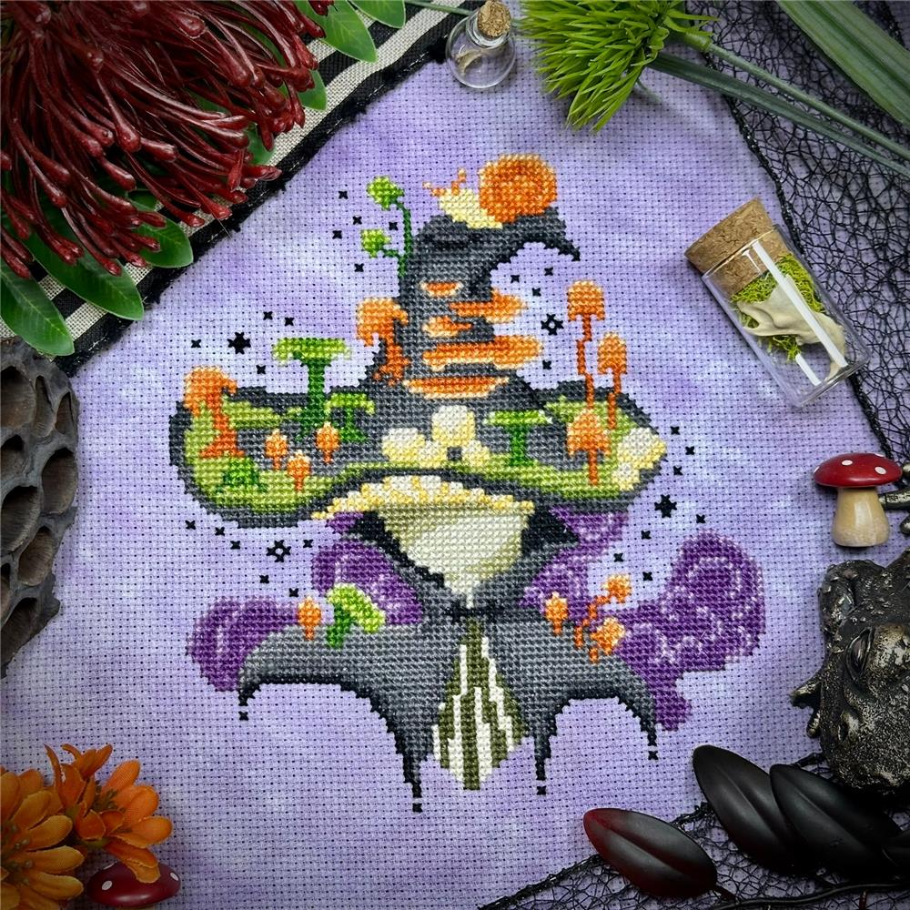 The Stitch Crypt Mushroom Witch Cross Stitch Pattern