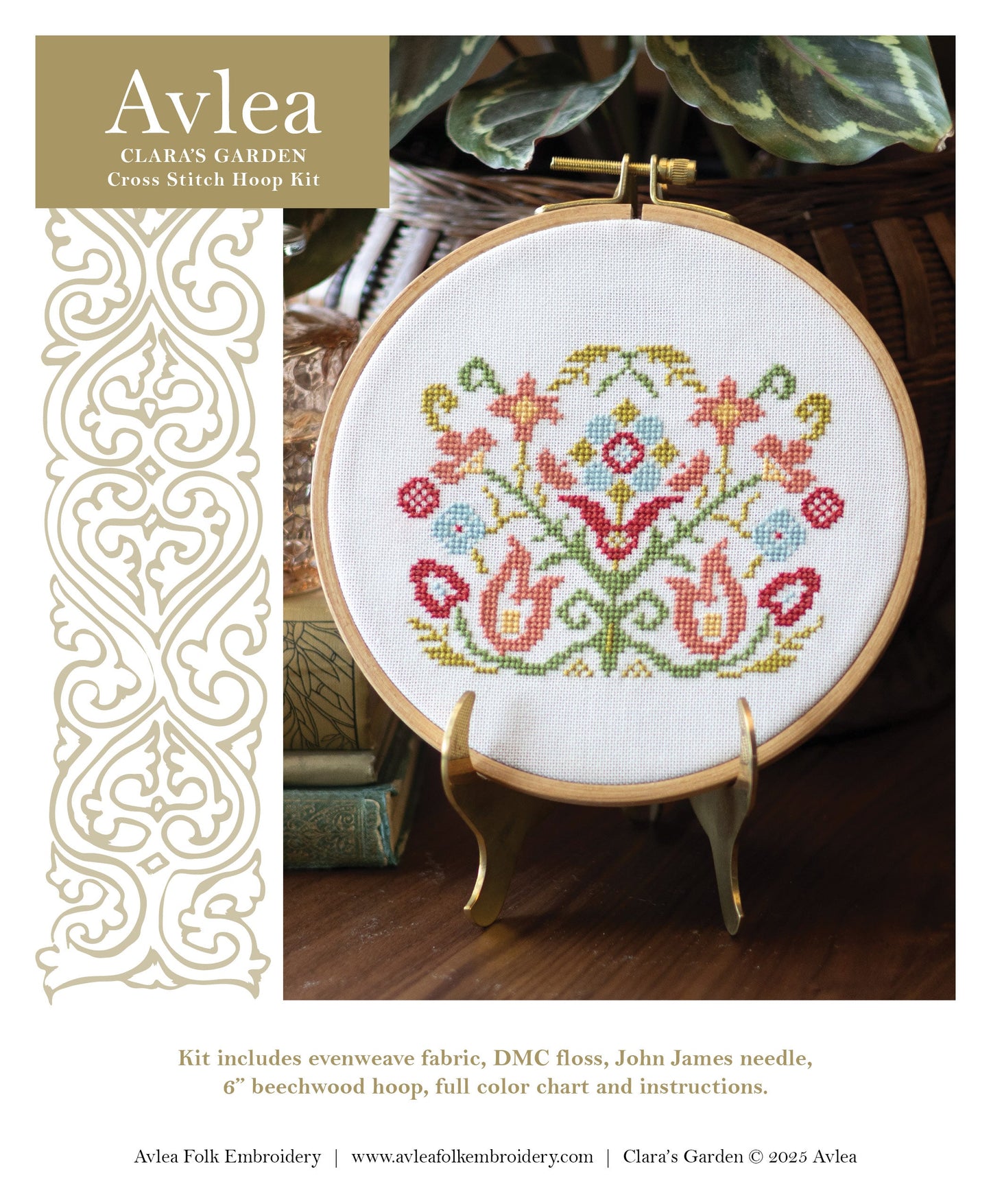 Clara's Garden cross stitch hoop kit