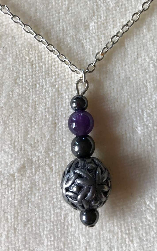 Black Dragon Crafts Celtic Pewter Pendant Amethyst