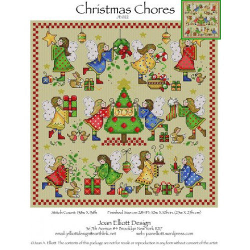 Joan Elliott Christmas Chores Cross Stitch Pattern