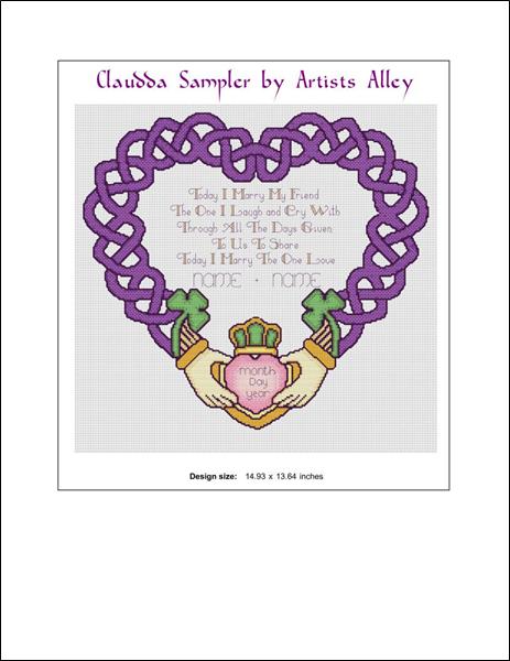 Artists Alley Claddagh Wedding Keepsake Cross Stitch Pattern