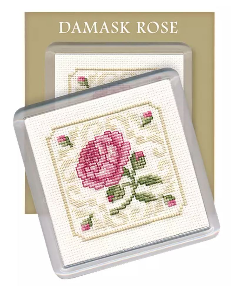 damask rose coaster cross stitch kit