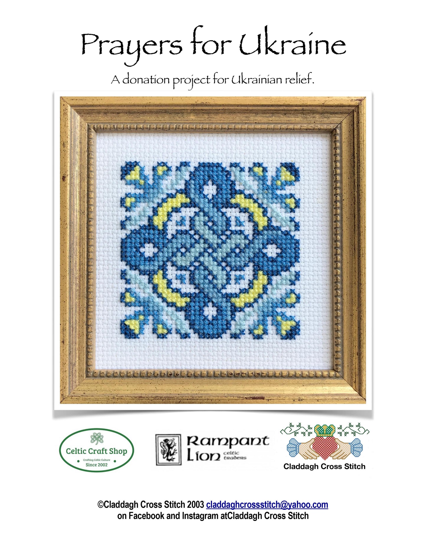 prayers for ukraine cross stitch pattern