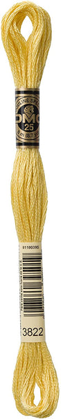 DMC Stranded Embroidery Cotton Floss - 3822 - Light Straw - 1 Skein