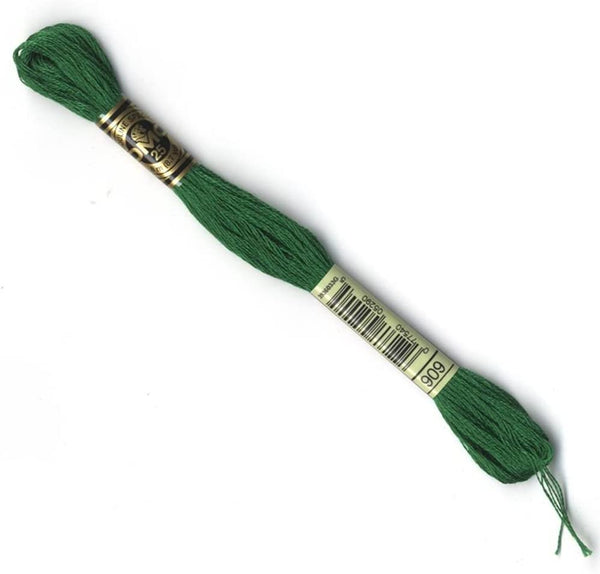 DMC Stranded Embroidery Cotton Floss - 909 - Very Dark Emerald Green - 1 Skein