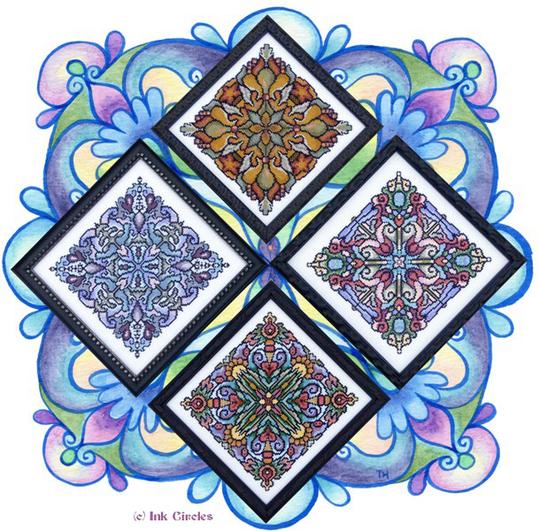 Ink Circles Four Seasonal Mandalas Cross Stitch Pattern