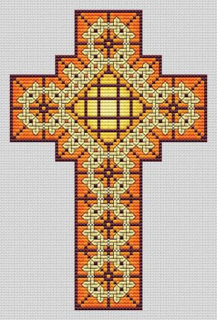 Artists Alley Shades of Gold Celtic Cross - Cross Stitch Pattern