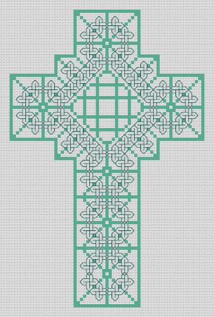 Artists Alley Shades of Green Celtic Cross - Cross Stitch Pattern