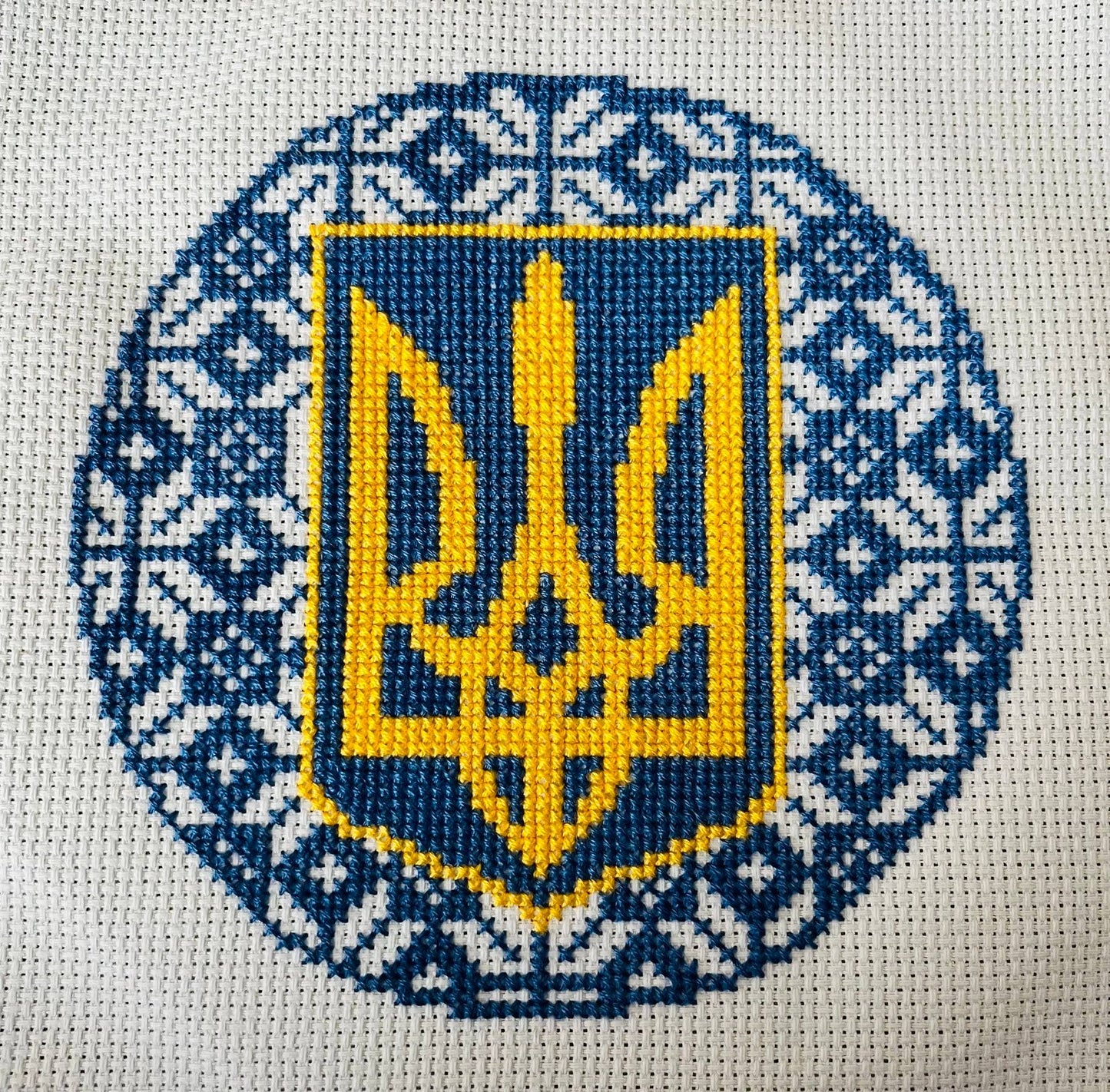 Claddagh Cross Stitch - Prayers for Ukraine - Blue Celtic Cross Pattern