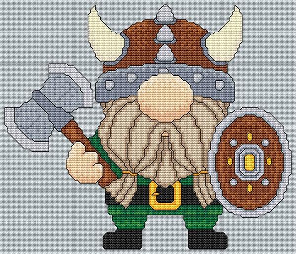 Artists Alley Viking Gnome Cross Stitch Pattern