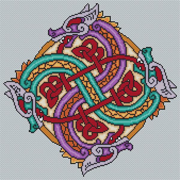 Artists Alley 4 Celtic Dragons Cross Stitch Pattern