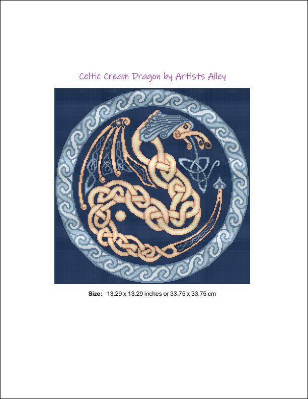 Artists Alley Celtic Cream Dragon Cross Stitch Pattern