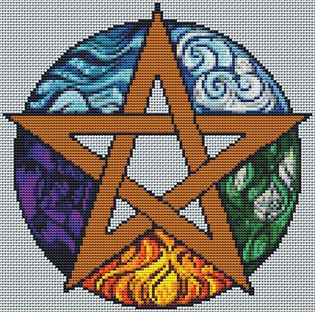 Artists Alley Elemental Pentacle Cross Stitch Pattern