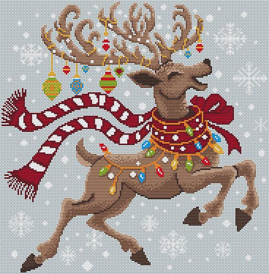 Artists Alley Frolicking Reindeer Cross Stitch Pattern