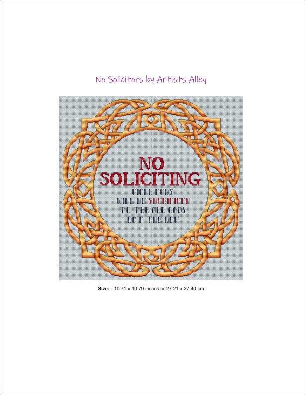 Artists Alley No Solicitors Cross Stitch Pattern