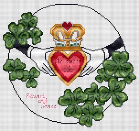 Artists Alley Wedding Claddagh Cross Stitch Pattern