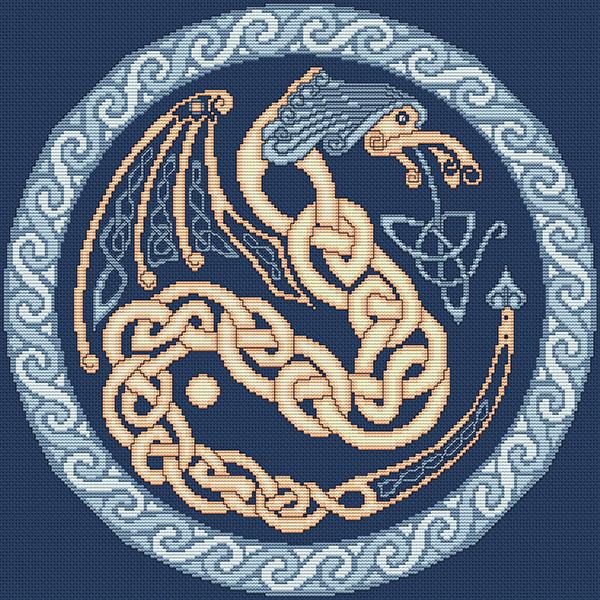 Artists Alley Celtic Cream Dragon Cross Stitch Pattern