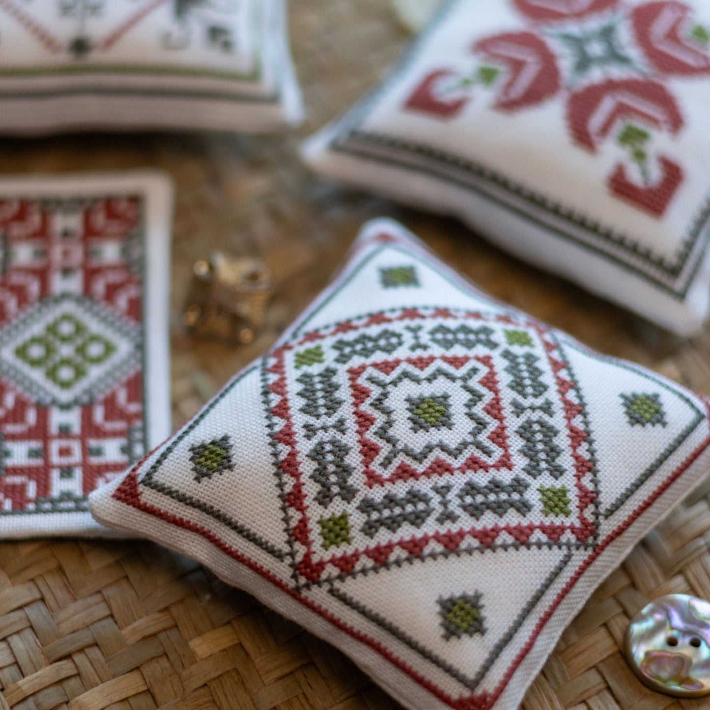 "NEW! Aegean Ornaments Red cross stitch folk embroidery kit