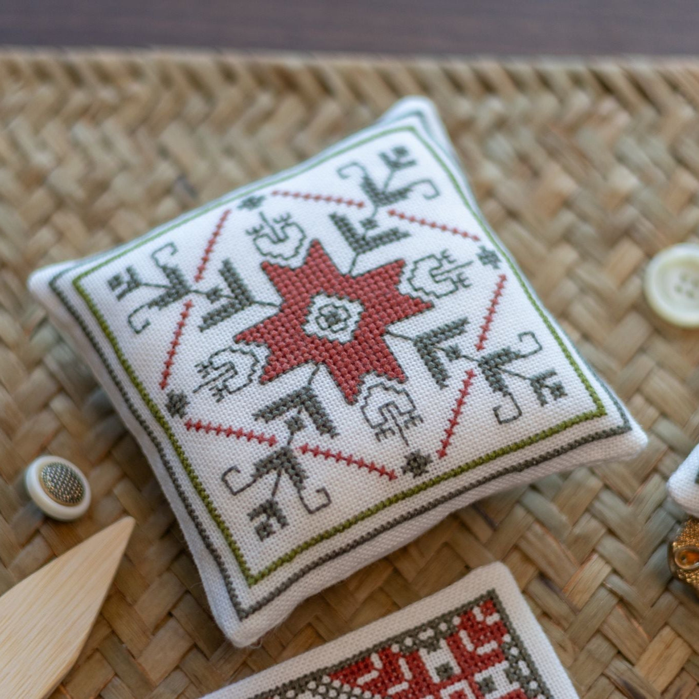 "NEW! Aegean Ornaments Red cross stitch folk embroidery kit
