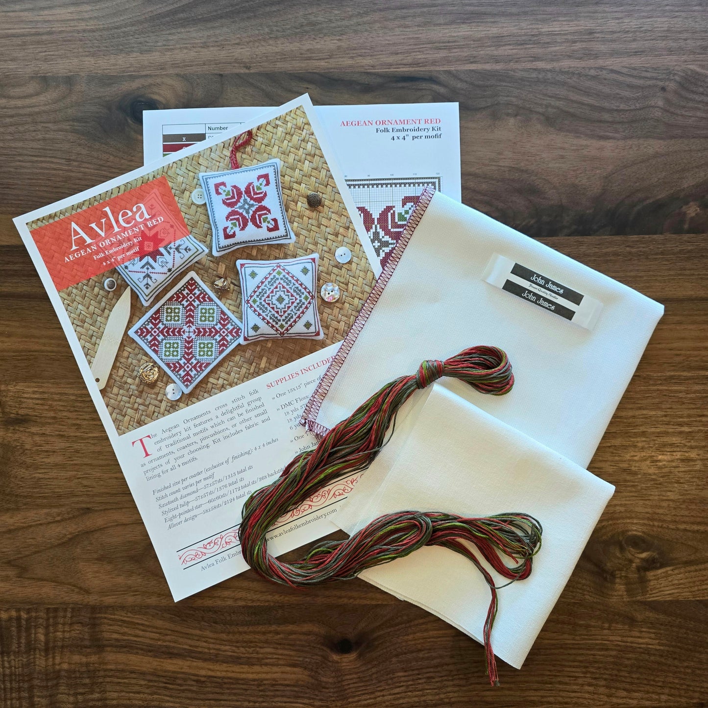 "NEW! Aegean Ornaments Red cross stitch folk embroidery kit