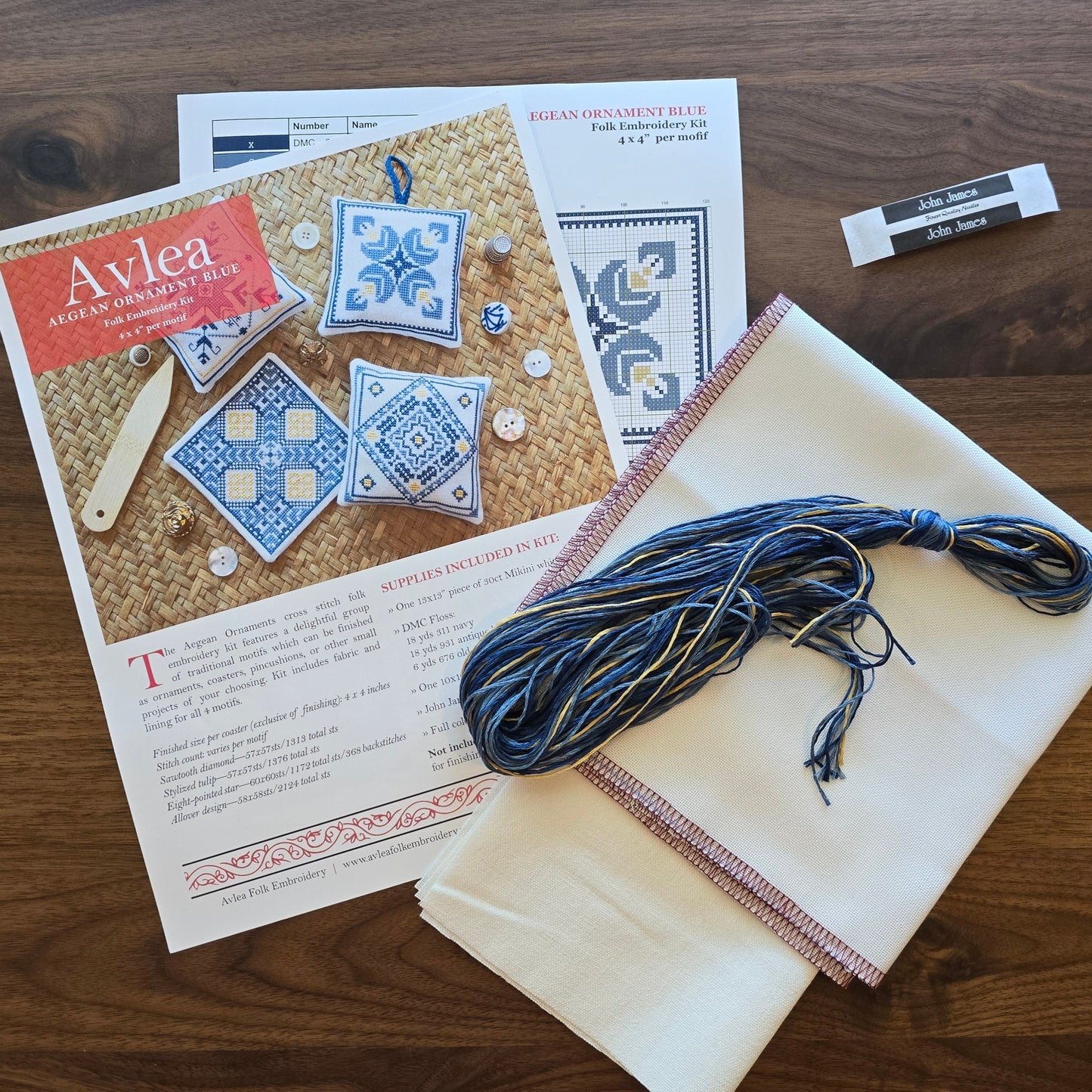 "NEW! Aegean Ornaments Blue cross stitch folk embroidery kit