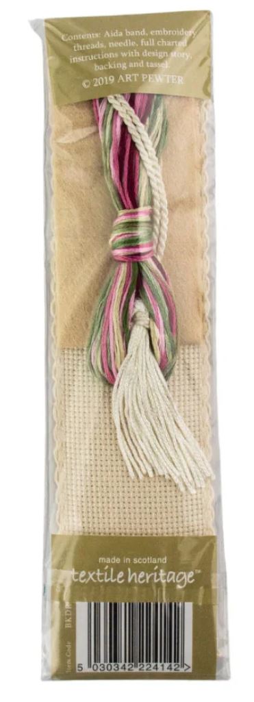 Textile Heritage Damask Rose Bookmark Cross Stitch Kit