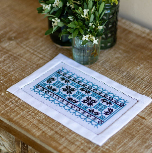 BitKit Ukrainian Crisscross Blue cross stitch folk embroidery kit