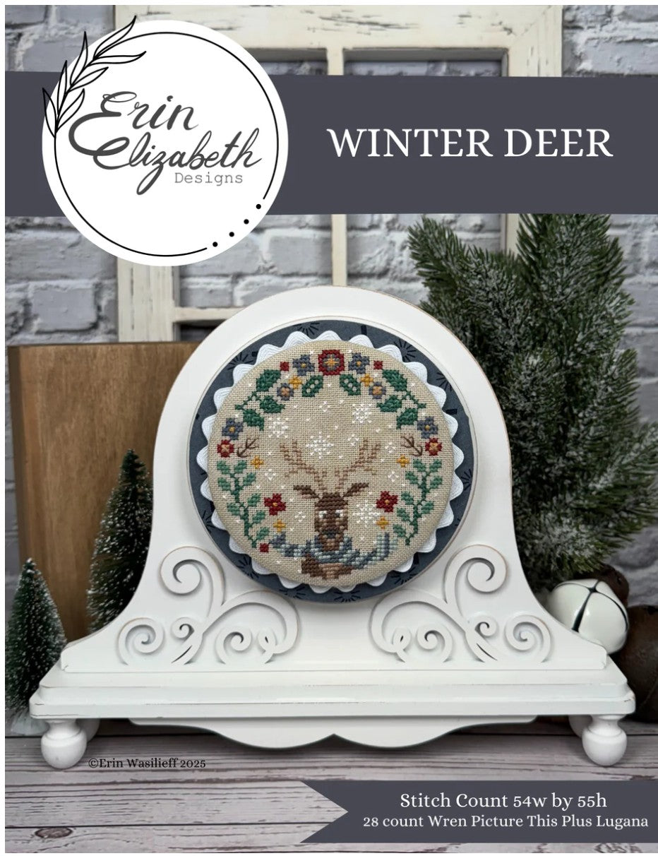 Erin Elizabeth Winter Deer Cross Stitch Pattern