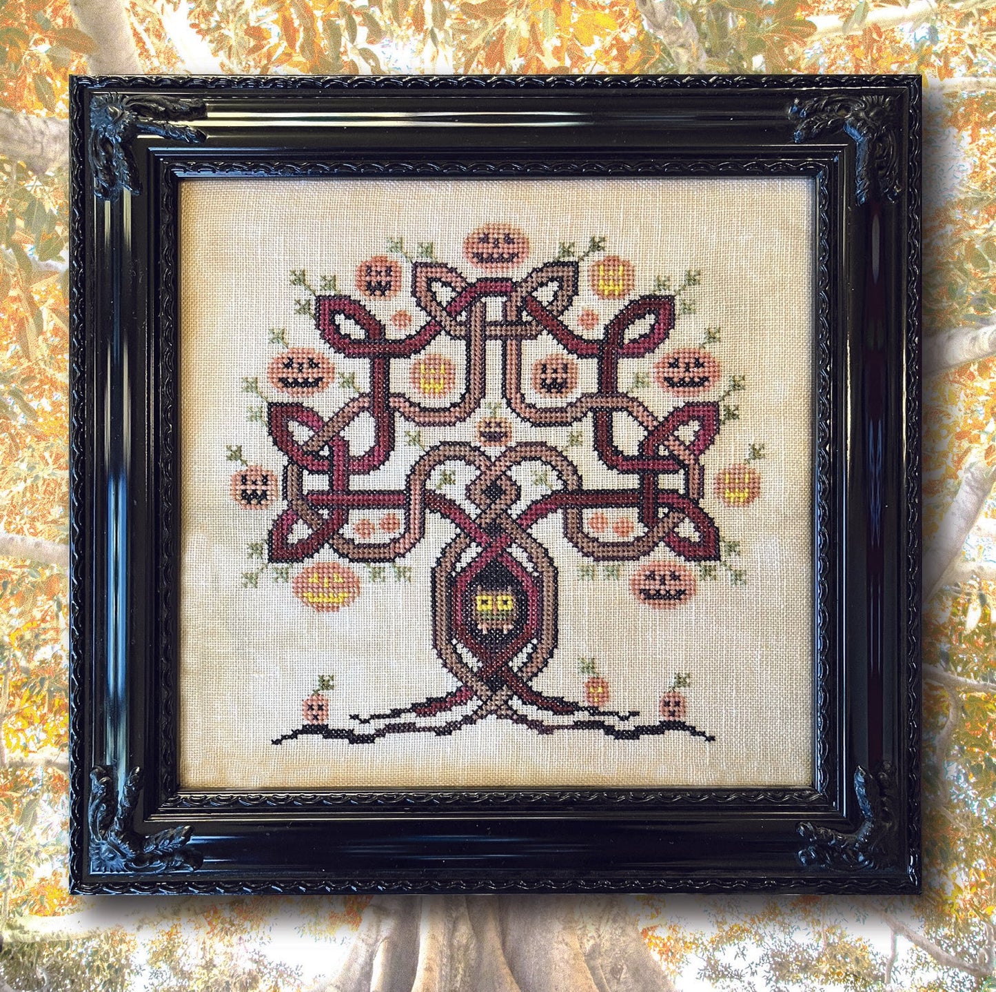 Ink Circles Hallowed Tree Cross Stitch Pattern