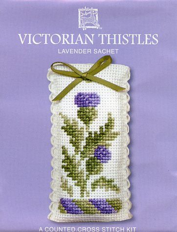 Textile Heritage Victorian Thistles Lavender Sachet Cross Stitch Kit