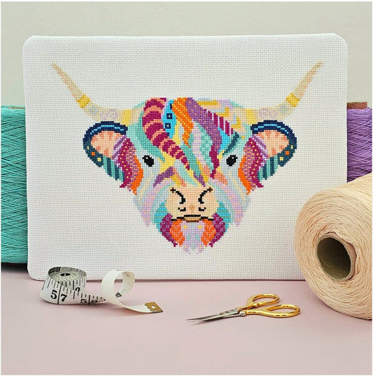 Meloca Designs Mandala Highland Cow Cross Stitch Pattern