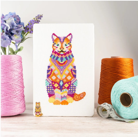 Meloca Designs Mandala Cat Cross Stitch Pattern