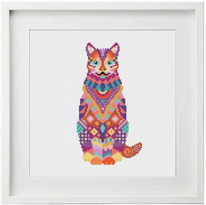 Meloca Designs Mandala Cat Cross Stitch Pattern