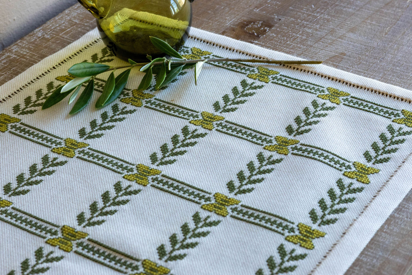 Olive Branch cross stitch folk embroidery kit