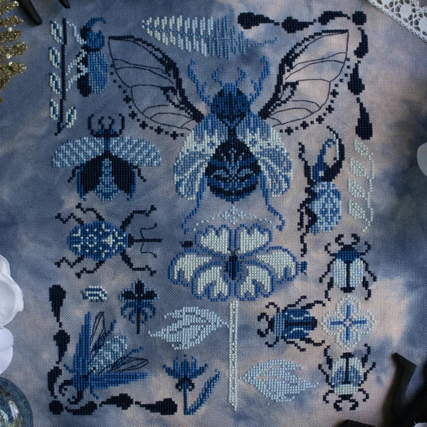 Sprouting Lupine Delft Beetles Cross Stitch Pattern
