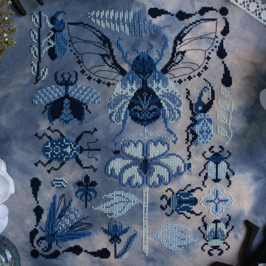 Sprouting Lupine Delft Beetles Cross Stitch Pattern