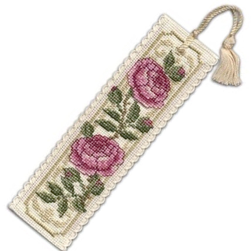 Textile Heritage Damask Rose Bookmark Cross Stitch Kit