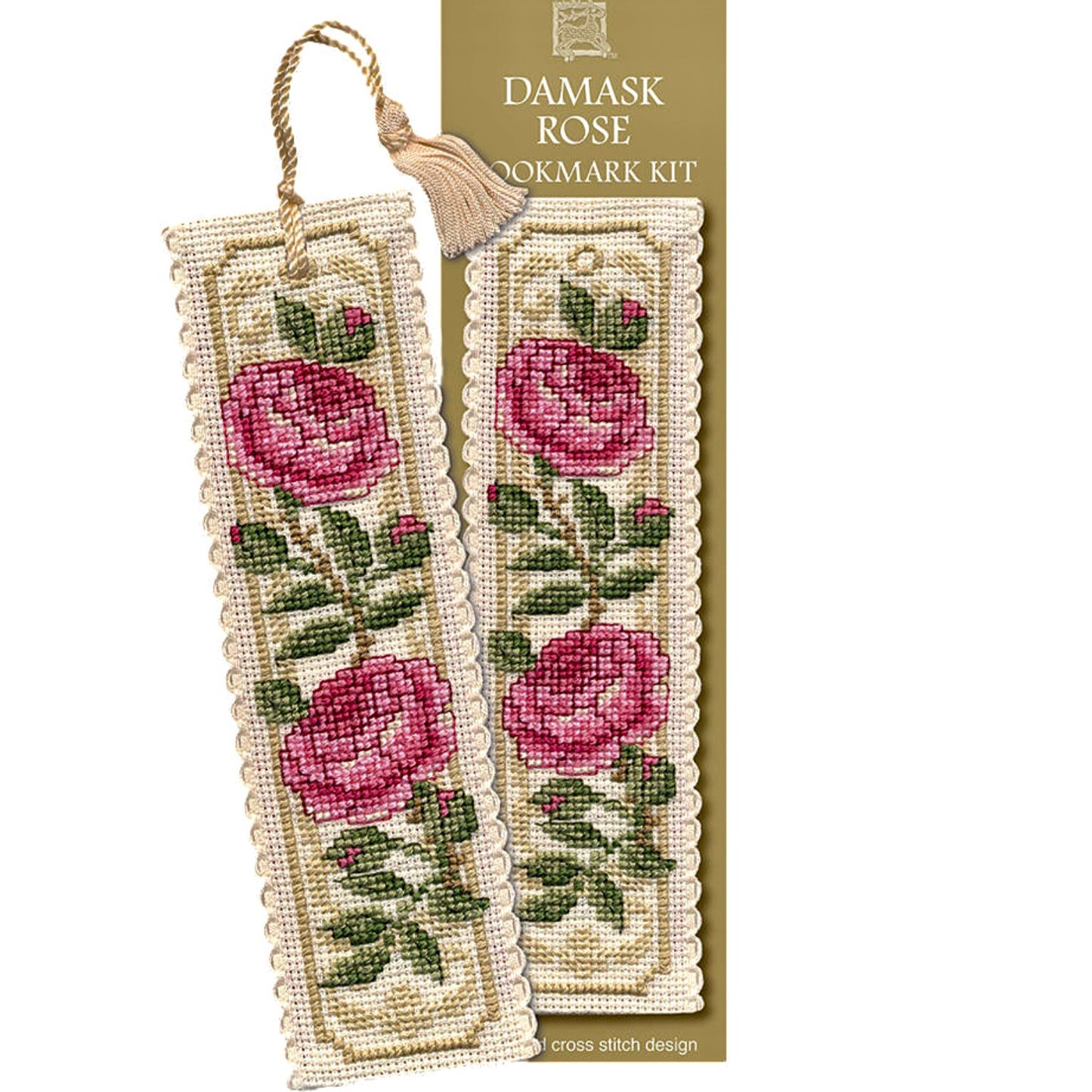 Textile Heritage Damask Rose Bookmark Cross Stitch Kit