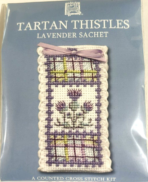 Textile Heritage Tartan Thistles Lavender Sachet Cross Stitch Kit