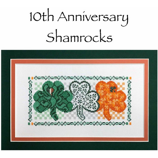 Claddagh Cross Stitch 10th Anniversary Shamrocks Pattern