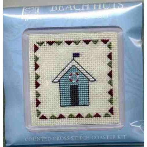 Textile Heritage Beach Huts Turquoise Coaster