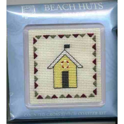 Textile Heritage Beach Huts Yellow Coaster