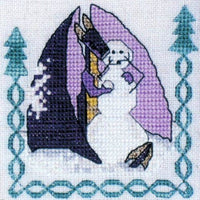 Snowfight Snowman Violet Dragon Christmas Cross Stitch Pattern Cross Eyed Kat