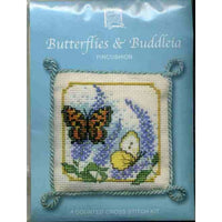 Textile Heritage Butterflies & Buddleia Pincushion Cross Stitch Kit