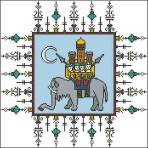 Arelate Studio Midnight at the Oasis Elephant Castle Cross Stitch Pattern