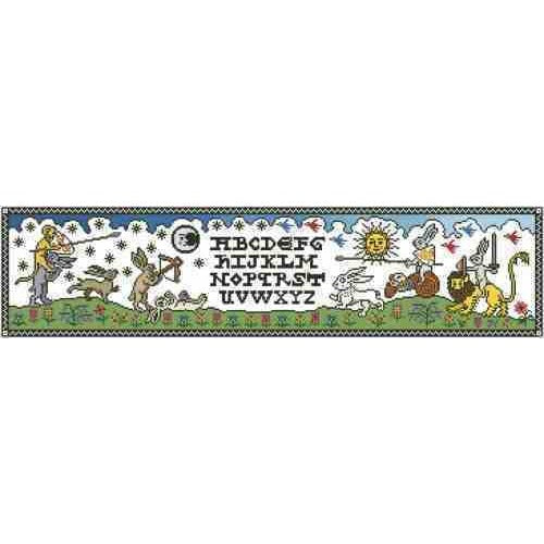 Arelate Studio Bunny Battle Rabbit Alphabet Sampler Cross Stitch Pattern