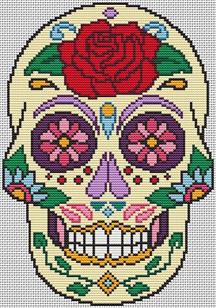 Artists Alley Sugar Skull Diamond Cross Stitch Pattern