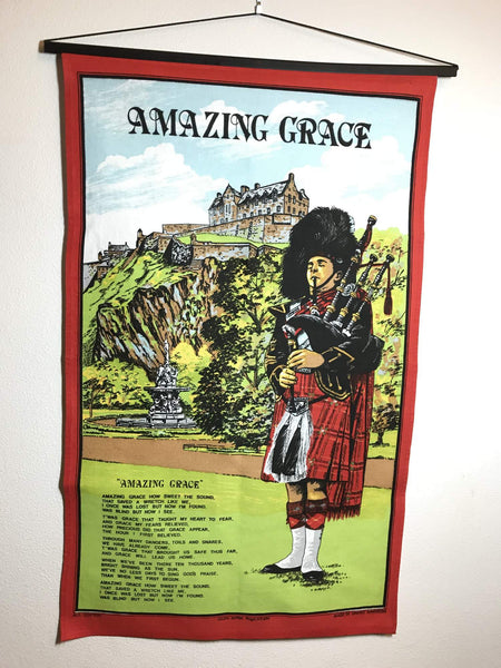 Tea Towel Amazing Grace Scottish Piper