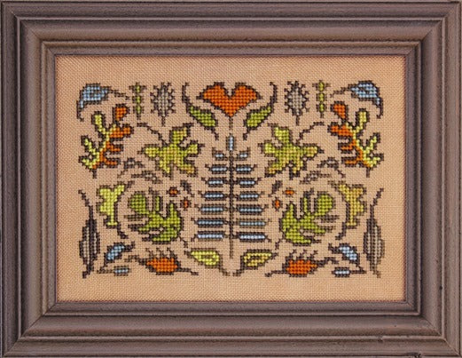 Ink Circles Arranging Leaves Cross Stitch Pattern