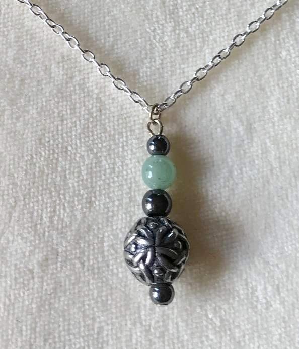 Black Dragon Crafts Celtic Pewter Sphere Bead Pendant Aventurine